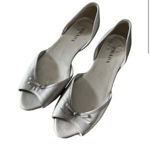 Prada Women's Metallic Silver Flats